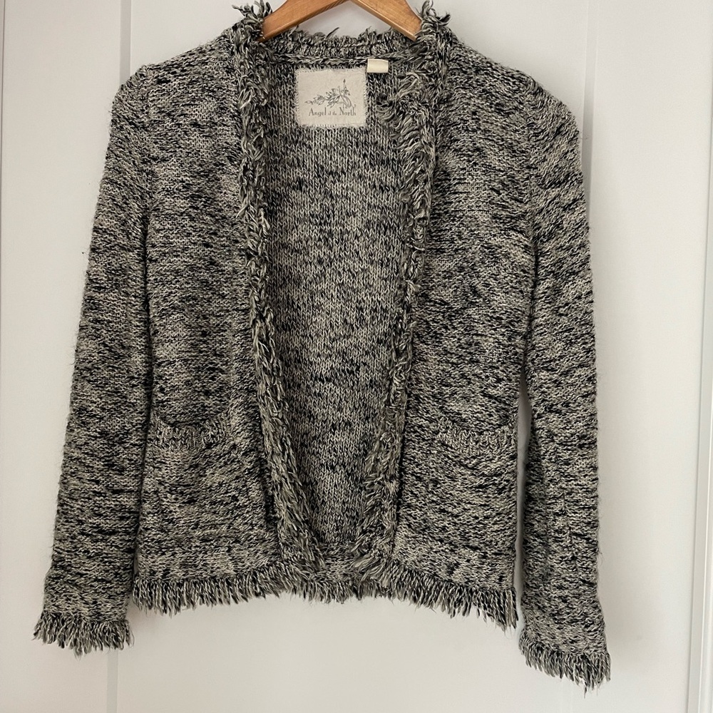 ANGEL of the North Cardigan Sweater Blazer black white size XS